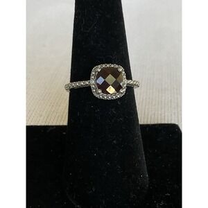 Vintage 925 Sterling Silver Smoky Quartz Ring Size 7 Estate Jewelry